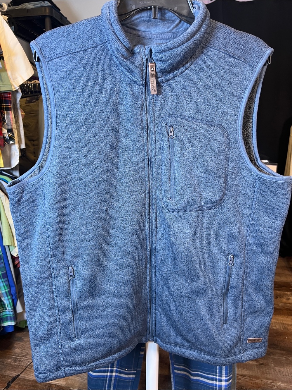 Men's Blue Fleece Vest with Full Zip